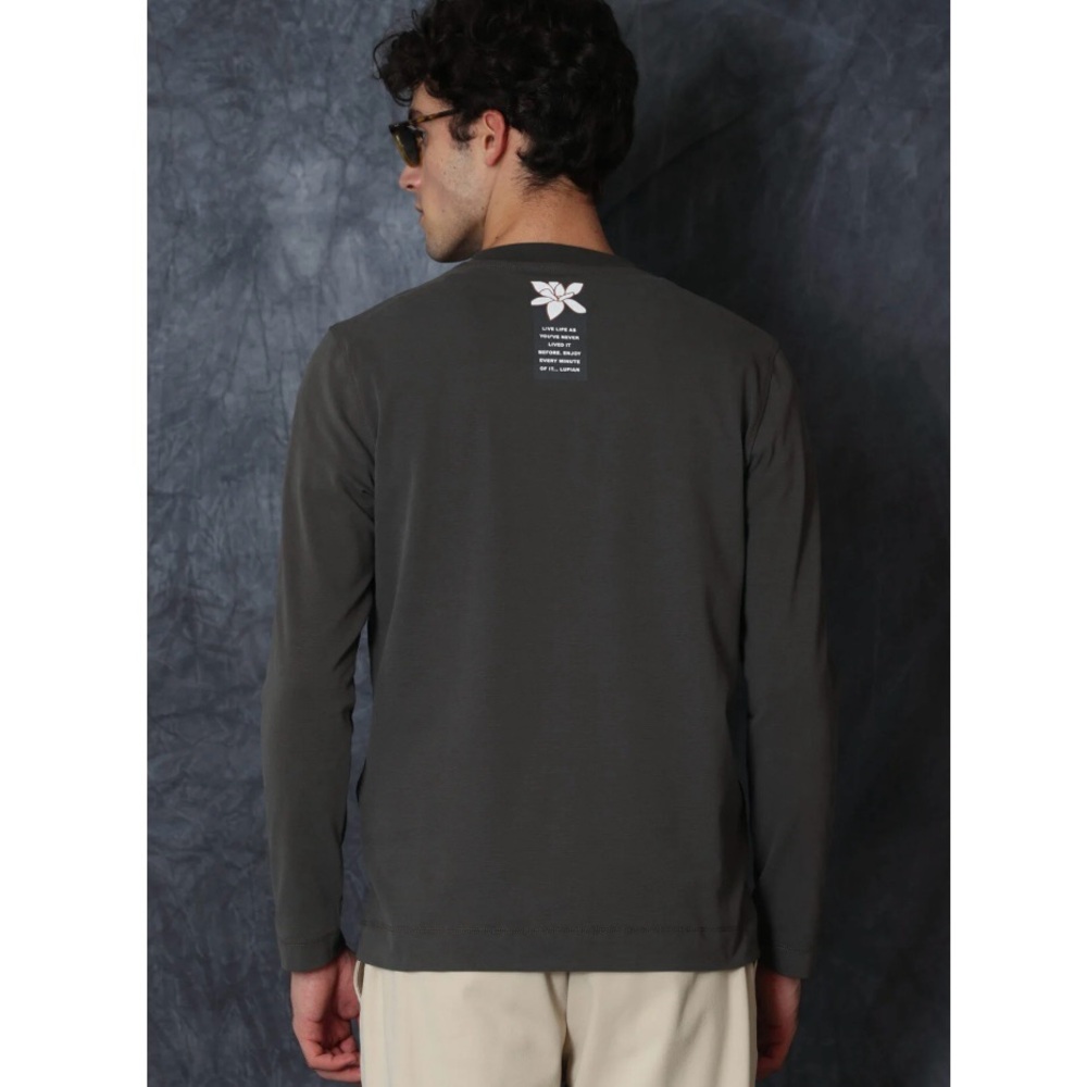 LUFIAN • Long-Sleeve Crewneck Shirt in a Dark Grey Color • Size Large